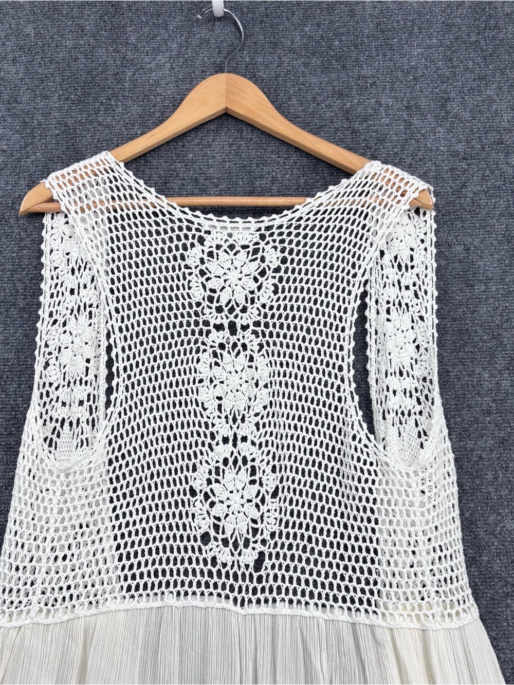Nygard Ivory Boho Festival Crochet Open Front Duster Vest Women’s M - Picture 4 of 9